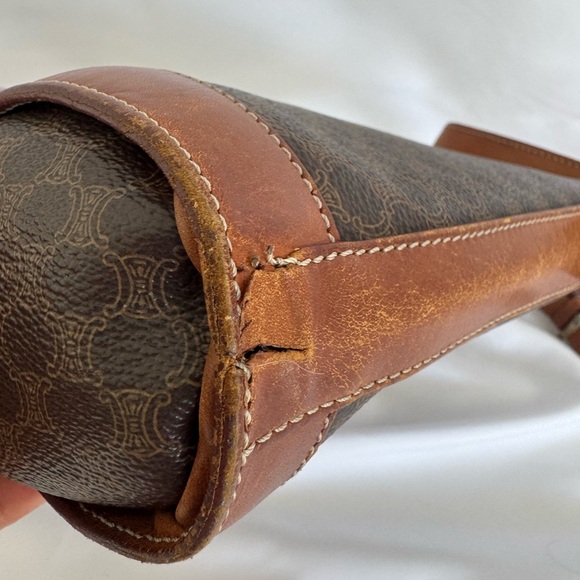 Vintage  Celine Macadam Bucket Shoulder Crossbody Bag Coated Canvas - Picture 11 of 17